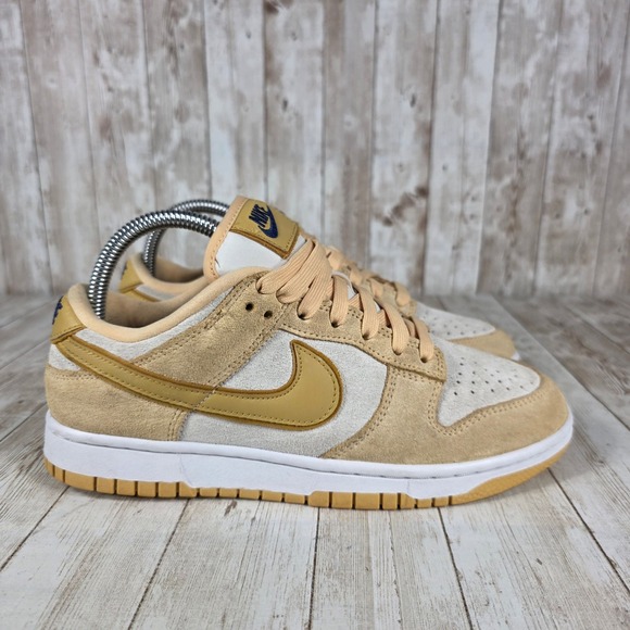 Nike‎ Dunk Low Casual Suede Leather Sneakers Tan Gold Women's Size 7.5 - Picture 1 of 8
